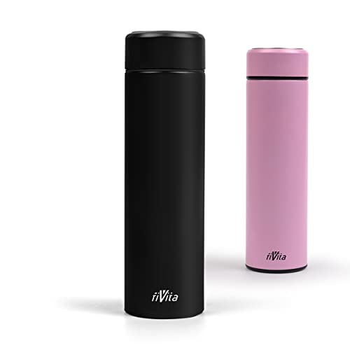 fiVita Thermosflasche 450ml, handliche Edelstahl Thermoskanne ist...