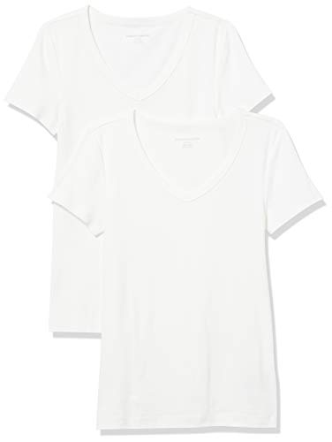 Amazon Essentials Damen Kurzärmeliges T-Shirt mit V-Ausschnitt,...