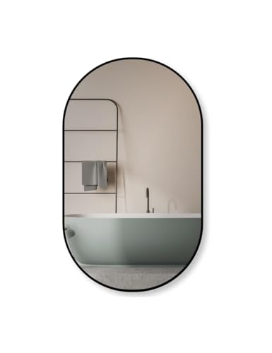 HOKO® Design Wandspiegel oval 60 x 100 cm mit Metall Rahmen Matt...