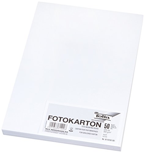 folia 614/50 00 - Fotokarton DIN A4, 300 g/qm, 50 Blatt, weiß -...