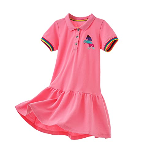 Yealoo Mädchen Kleid Kurzarm Baumwolle Spielkleidung Kleider...