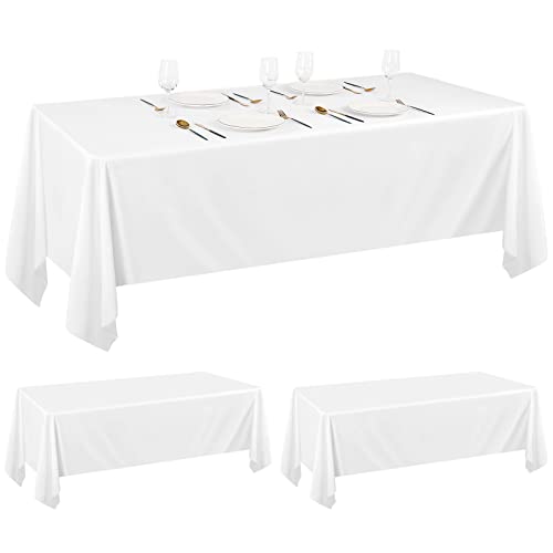 2er-Pack weiße Polyester-Tischdecken 153×260 cm für 6 Fuß...