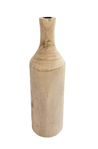 Holz Blumenvase XXL Flasche - 46 cm in Natur - Deko Vase...