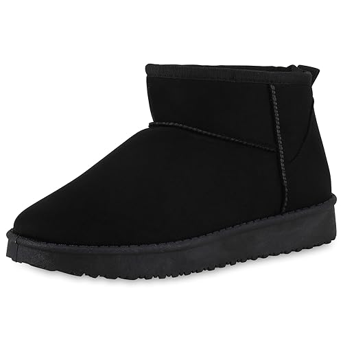 VAN HILL Damen Winter Boots Flach Profilsohle Bequem Schuhe...