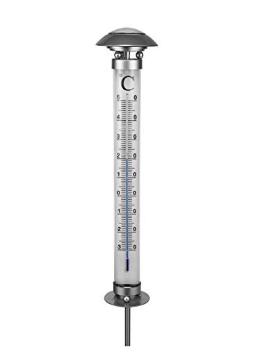 Spetebo XXL Außenthermometer mit Solar Leuchte - 112 cm -...
