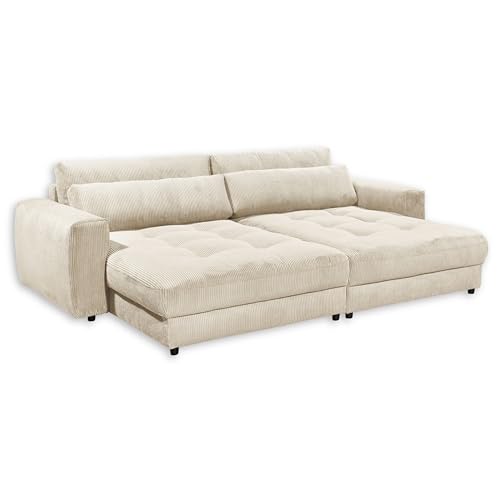 BARURA Big Sofa in Cord-Optik, Cream - Bequeme Wohnzimmer Couch...