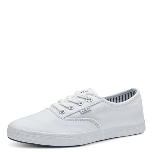 s.Oliver Damen Sneaker flach aus Stoff Leicht, Weiß (White), 37