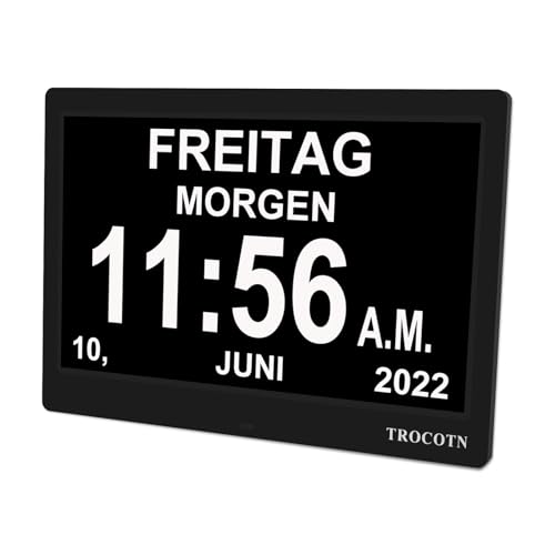 TROCOTN 10 Zoll Digitale Uhr Tagesuhr Großes Display Wecker...