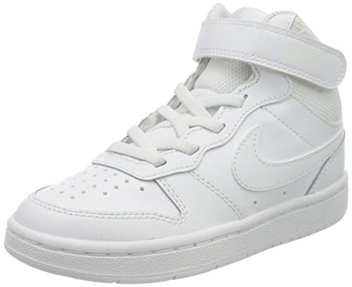 Nike Court Borough MID 2 (PSV) Sneaker, White/White-White, 31.5...