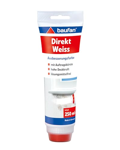 Baufan Direkt Ausbesserungsfarbe, Weiß mit Auftragsbürste, 250...