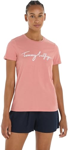 Tommy Hilfiger Damen T-Shirt Kurzarm Rundhalsausschnitt, Rosa...