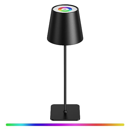 Mexllex LED Dimmbare Akku Tischlampe Kabellose,8 Farben RGB Touch...
