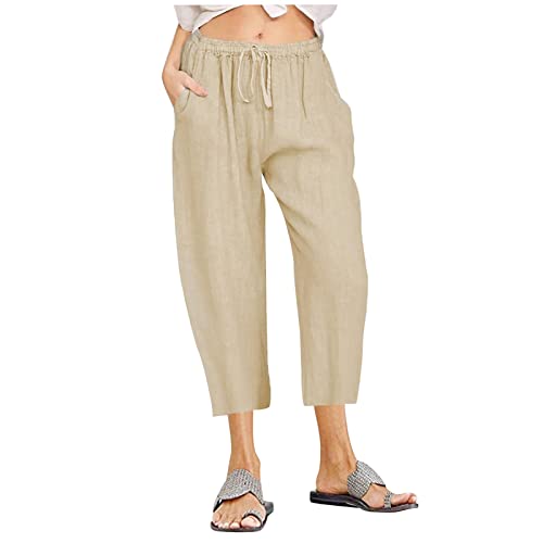 PTLLEND Sommer Hose Damen Locker Frauen hoch taillierte Hose mit...