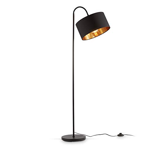 B.K.Licht - Stehlampe Vintage mit Fußtaster, Lampenschirm aus...