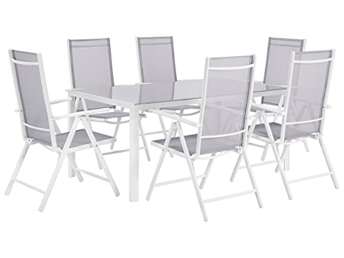 Modernes Gartenmöbel Set in Grau Tisch und 6 Stühle Aluminium...