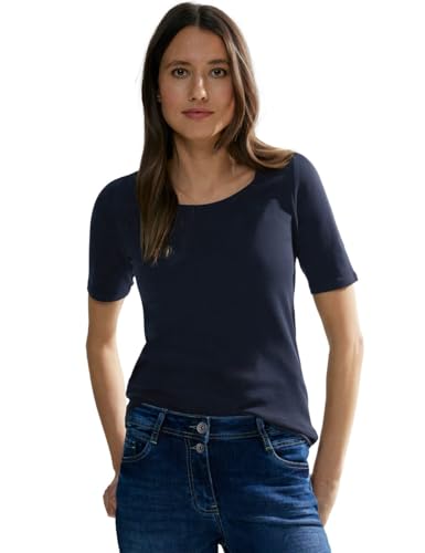 Cecil Damen Basic Baumwoll-T-Shirt, Universal Blau, S