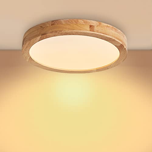 Baerolc LED Deckenleuchte Holz, 30CM Rund Deckenlampe LED Lampe...