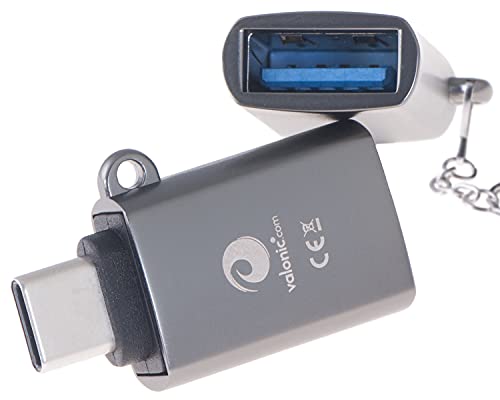 valonic USB C auf USB A Adapter - 2 Stück, grau - stabile Öse...