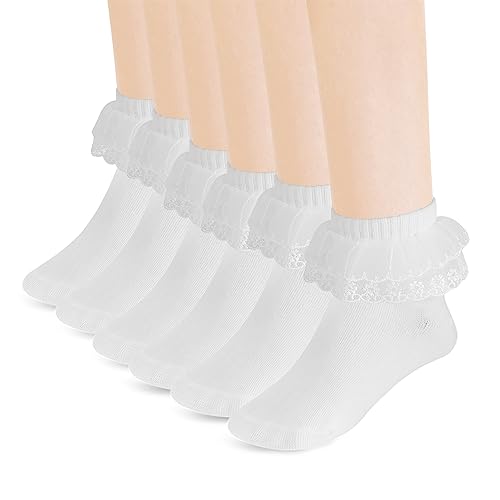 Yolev Rüschen Socken für Mädchen 3 Paar Spitzen Rüschen...