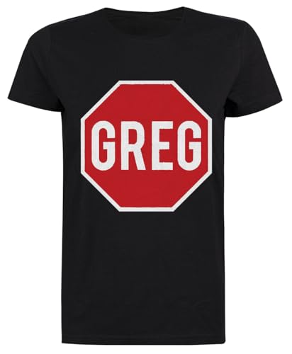 Greg The Stop Sign Distressed Schwarzes Kurzarm-T-Shirt Für...