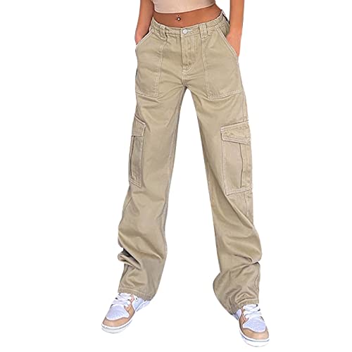 Sunnyuk Cargohose Damen 3/4 Jeans Weites Bein Freizeithose Damen...