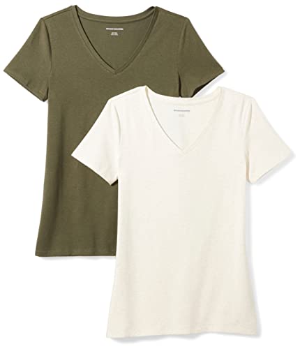Amazon Essentials Damen Kurzärmeliges T-Shirt mit V-Ausschnitt,...