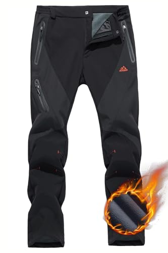 TACVASEN Männer Softshell Winterhose Berghose Wasserdicht...