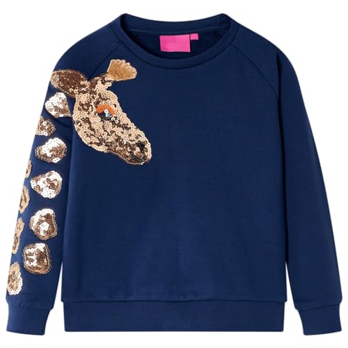 vidaXL Kinder-Sweatshirt mit Giraffe aus Pailletten Marineblau...