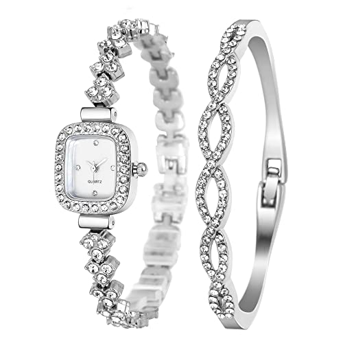 Clastyle Damenuhr und Armband Set Stilvolle Silberarmband Uhren...