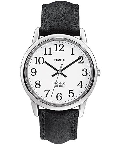 Timex Easy Reader Herren-Armbanduhr, Leder, 35 mm, Schwarz T20501