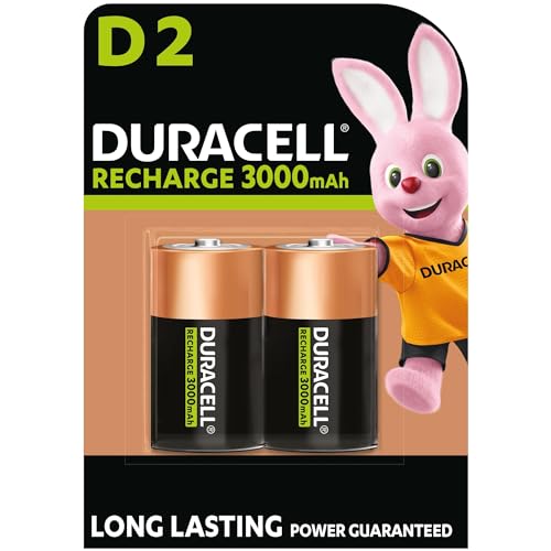 Duracell Akku D, wiederaufladbare Batterie D, 2 Stück,...