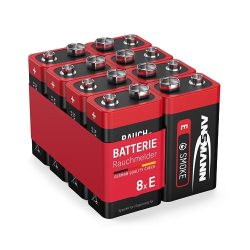 8 ANSMANN Alkaline longlife Rauchmelder 9V Block Batterien -...