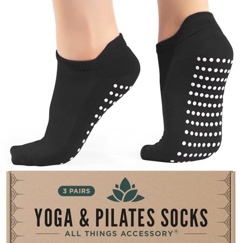 ATA Yoga Socken für Damen, 3 Parre rutschfeste Stoppersocken ABS...