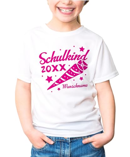 MoonWorks® Kinder Mädchen T-Shirt Einschulung mit Namen und...