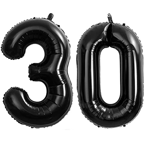 40 Zoll 2 Luftballons Zahle 30 jahre Geburtstag deko Schwarz XXL...