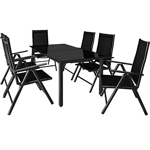 Casaria® Gartenmöbel Set 6 Stühle mit Tisch 150x90cm Aluminium...
