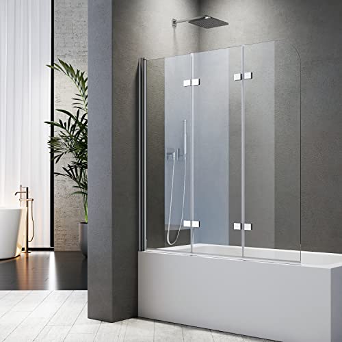 Duschwand für Badewanne Faltbar 120 x 140 cm 3 teilig faltbar 6...
