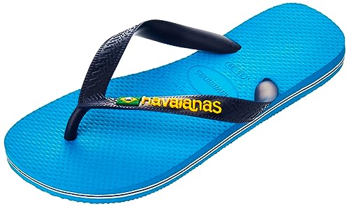 Havaianas Unisex Brasil Logo Flip Flops, Turquoise, 41/42 EU
