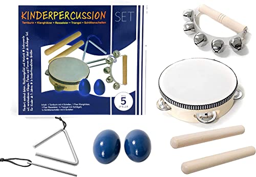 Kinder-Percussion-Set, Kinder Instrumente, 8-teilg aus Holz...