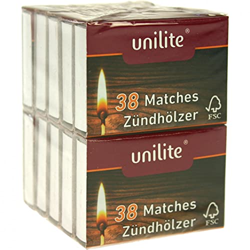 Unilite Zündhölzer/Streichhölzer im 10er Pack a 38st (1 x 380...