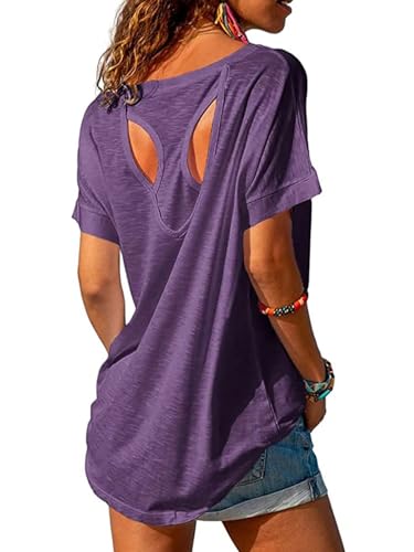 Fisoew Sportshirt Damen Fitness Kurzarm Oversized Yoga T-Shirt...