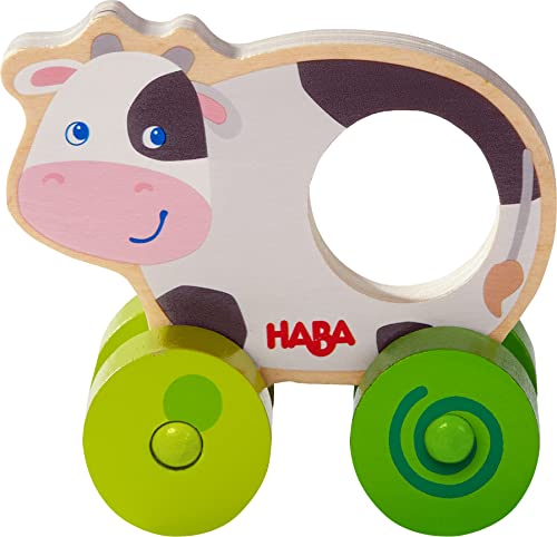 HABA 306365 - Schiebefigur Kuh, Greifling ab 10 Monaten