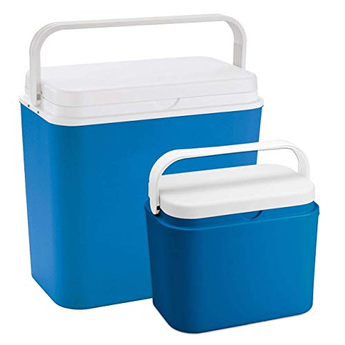 Kühlbox Set 24 Liter & 10 Liter - Isolierbox blau/weiß - Made...