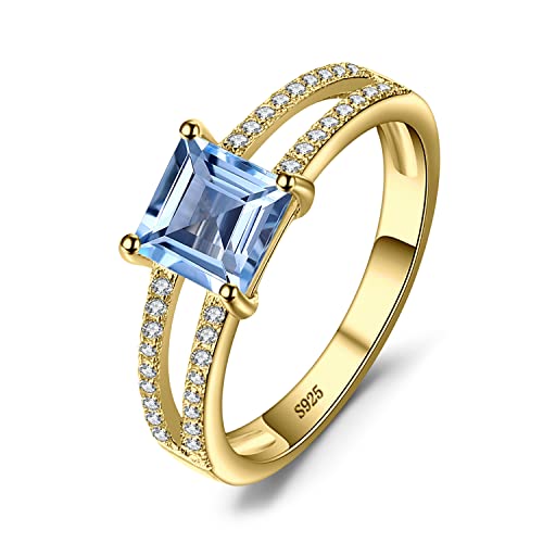 JewelryPalace Prinzessschliff 1.2ct Echt Blau Topas Ring Damen,...