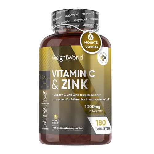 Vitamin C mit Zink Tabletten - 1000mg - 6 Monate Vorrat - Für...