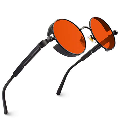 CGID Retro Sonnenbrille im Steampunk Stil Runde Metallrahmen...