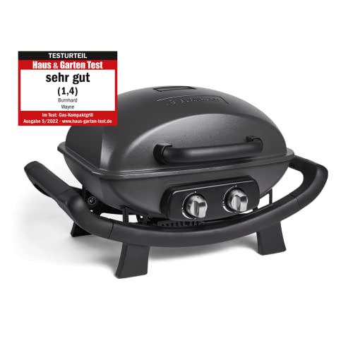 BURNHARD 2-Brenner Gasgrill WAYNE – Tragbarer Balkongrill -...