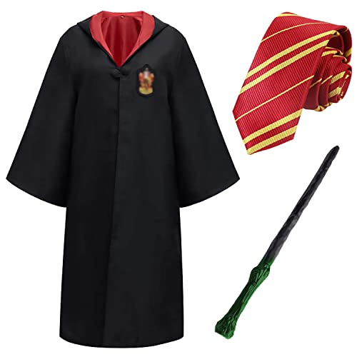 Zauberer Cosplay Set mit Zauberer Kostüm Zauberstab und Krawatte...