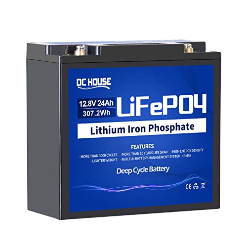 DCHOUSE 12V 24Ah LiFePO4 Akku Lithium-Akku Wiederaufladbare...