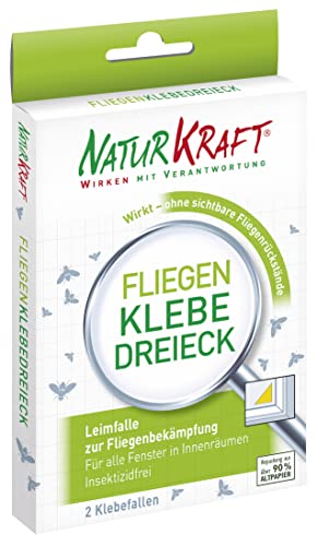 NATURKRAFT - Fliegenklebe Dreieck | Unauffälliger Fliegenköder...